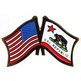 Eagle Emblems P09105 Pin-Usa/California (Cross Flags) (1-1/8