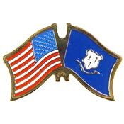 Eagle Emblems P09107 Pin-Usa/Connecticut (CROSS FLAGS), (1-1/8")