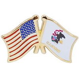 Eagle Emblems P09114 Pin-Usa/Illinois (CROSS FLAGS), (1-1/8