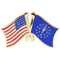 Eagle Emblems P09115 Pin-Usa/Indiana (CROSS FLAGS), (1-1/8")