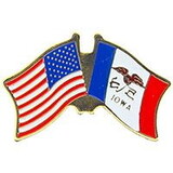 Eagle Emblems P09116 Pin-Usa/Iowa (CROSS FLAGS), (1-1/8