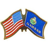 Eagle Emblems P09117 Pin-Usa/Kansas (Cross Flags) (1-1/8