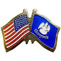 Eagle Emblems P09119 Pin-Usa/Louisiana (CROSS FLAGS), (1-1/8")