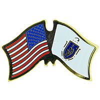 Eagle Emblems P09122 Pin-Usa/Massachusetts (CROSS FLAGS), (1-1/8")