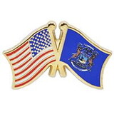 Eagle Emblems P09123 Pin-Usa/Michigan (Cross Flags) (1-1/8