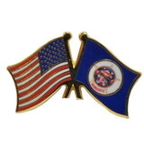 Eagle Emblems P09124 Pin-Usa/Minnesota (Cross Flags) (1-1/8