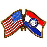 Eagle Emblems P09126 Pin-Usa/Missouri (Cross Flags) (1-1/8