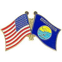 Eagle Emblems P09127 Pin-Usa/Montana (CROSS FLAGS), (1-1/8")