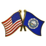 Eagle Emblems P09130 Pin-Usa/New Hampshire (CROSS FLAGS), (1-1/8
