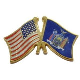 Eagle Emblems P09133 Pin-Usa/New York (Cross Flags) (1-1/8