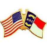 Eagle Emblems P09134 Pin-Usa/North Carolina (Cross Flags) (1-1/8