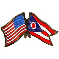 Eagle Emblems P09136 Pin-Usa/Ohio (CROSS FLAGS), (1-1/8")