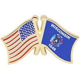 Eagle Emblems P09150 Pin-Usa/Wisconsin (Cross Flags) (1-1/8