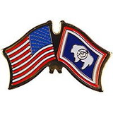 Eagle Emblems P09151 Pin-Usa/Wyoming (Cross Flags) (1-1/8