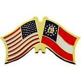 Eagle Emblems P09161 Pin-Usa/Georgia, Present (Cross Flags) (1-1/8