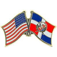 Eagle Emblems P09726 Pin-Usa/Dominican Rep. (CROSS FLAGS), (1-1/8")