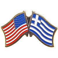 Eagle Emblems P09736 Pin-Usa/Greece (CROSS FLAGS), (1-1/8")
