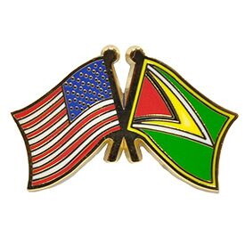 Eagle Emblems P09741 Pin-Usa/Guyana (Cross Flags) (1-1/8")