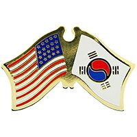 Eagle Emblems P09763 Pin-Usa/Korea (CROSS FLAGS), (1-1/8")