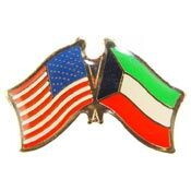 Eagle Emblems P09764 Pin-Usa/Kuwait (CROSS FLAGS), (1-1/8")