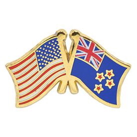 Eagle Emblems P09776 Pin-Usa/New Zealand (CROSS FLAGS), (1-1/8")