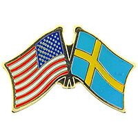 Eagle Emblems P09807 Pin-Usa/Sweden (CROSS FLAGS), (1-1/8")
