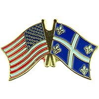 Eagle Emblems P09870 Pin-Usa/Quebec (CROSS FLAGS), (1-1/8")