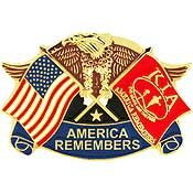 Eagle Emblems P12600 Pin-Kia,Eagle &Amp; Flags,Red "America Remembers", (1-3/16")