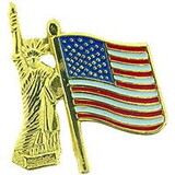 Eagle Emblems P12890 Pin-Usa,Statue Of Liberty W/USA FLAG, (1