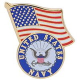 Eagle Emblems P13770 Pin-Usn Logo, W/Usa Flag (1-1/4