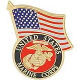 Eagle Emblems P13772 Pin-Usmc Logo, W/Usa Flag (1-1/4