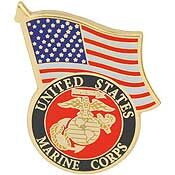 Eagle Emblems P13772 Pin-Usmc Logo, W/Usa Flag (1-1/4")