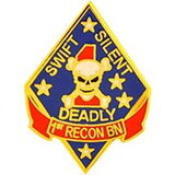 Eagle Emblems P14706 Pin-Usmc,001St Recon Btln (BLUE), (1