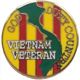 Eagle Emblems P14765 Pin-Viet,God Duty Country ROUND, (7/8")