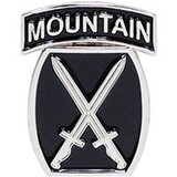 Eagle Emblems P15647 Pin-Army,010Th Mtn.Div. (Silver & Black), (1