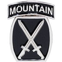 Eagle Emblems P15647 Pin-Army,010Th Mtn.Div. (Silver & Black), (1")