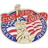 Eagle Emblems P15660 Pin-Usa,Statue Of Liberty STAND UP FOR AMERICA, (1-3/16