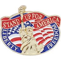 Eagle Emblems P15660 Pin-Usa,Statue Of Liberty STAND UP FOR AMERICA, (1-3/16")