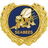 Eagle Emblems P15909 Pin-Usn, Seabees, Wreath, Lo (1-1/8