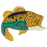 Eagle Emblems P60113 Pin-Fish, Bass, Grn/Gld (1