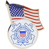 Eagle Emblems P62882 Pin-Uscg Logo, W/Usa Flag (1-1/4