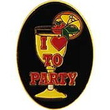 Eagle Emblems P63681 Pin-Fun, I Heart To Party (1