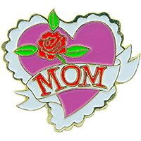 Eagle Emblems P63816 Pin-Hol, Heart, Mom & Rose (1")