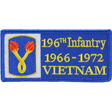 Eagle Emblems PM0307 Patch-Viet,Bdg,Army,196Th 1966-1972, (4-1/8