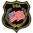 Eagle Emblems PM0406 Patch-Flag, Usa, Sheild, Blk (3")