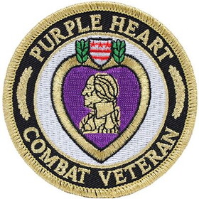 Eagle Emblems PM0487 Patch-Purple Heart "COMBAT VETERAN", (3-1/16")
