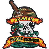 Eagle Emblems PM0530 Patch-Death Before Dishnr Skull/Snake (4-1/16