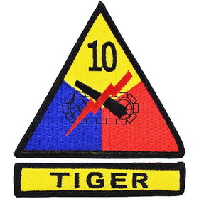 Eagle Emblems PM0690 Patch-Army,010Th Arm.Div. (2 PC), (3-5/8" Wide)