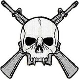 Eagle Emblems PM0757 Patch-Skull & Rifles (3-1/4