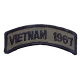 Eagle Emblems PM0828 Patch-Vietnam, Tab, 1967 (Subdued) (3-1/2